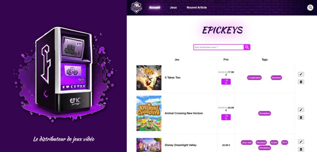Aperçu du projet EpicKeys